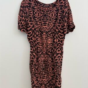 Madewell 100% Silk Black and Orange Print Dress - size 6